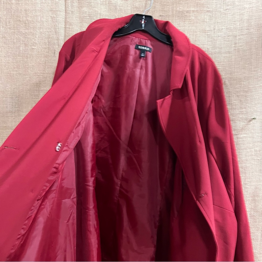 TORRID Twill A-Line Trench Red Coat size 5 Red - Picture 8 of 11